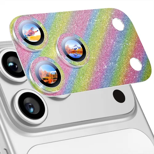Vista 73 de Uyiton Compatible con iPhone 17 Protector de Lente de Cámara - [No es Fácil de Romper][Fuerte Adsorción][Compatible con Fundas] Protector de Cámara