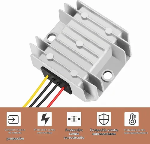 Vista 4 de Regulador de voltaje DC de 24V reductor a 12V 10A 120W convertidor Buck DC-DC reductor convertidor de energía módulo impermeable transformador