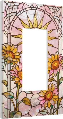 Vista 34 de Cubierta de Interruptor de Luz de Estilo Boho Vintage de los 70 Sol Arcoíris Champiñón Floral Rocker Individual 1 Gang Cubierta de Enchufe