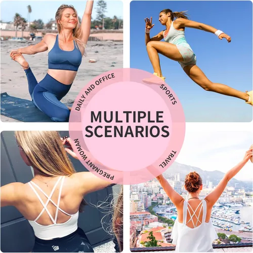 Vista 6 de Sujetadores deportivos con espalda cruzada para mujer, con tirantes acolchados y cruzados, para yoga, entrenamiento, fitness, bajo impacto