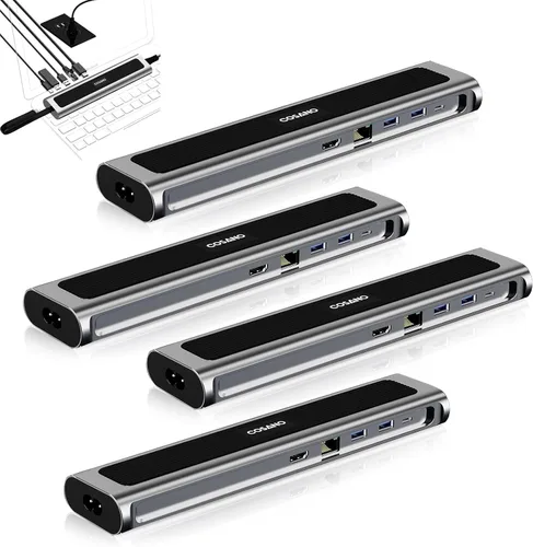 Vista 8 de Estación de acoplamiento para laptop, estación de carga universal todo en uno de carga rápida de 100 W con doble USB-C USB-A Hub 4K HDMI Ethernet 1