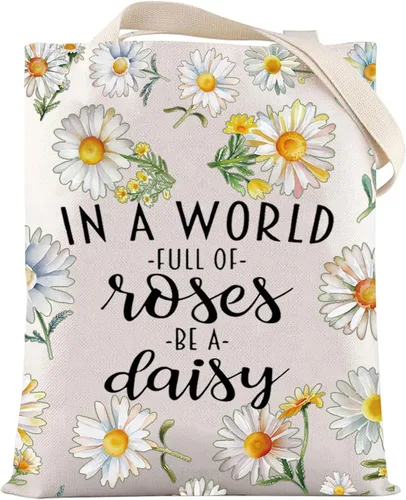 Vista 8 de LEVLO Bolsa de cosméticos de flores de margaritas, regalo para amantes de las margaritas, regalo en un mundo lleno de rosas, bolsa de maquillaje
