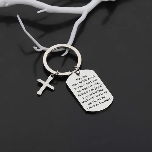 Vista 2 de Gzrlyf - Llaveros religiosos cristianos para perro etiquetas de primera comunión regalos de confirmación