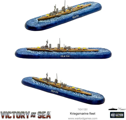 Vista 3 de Warlord Victory at Sea - Flota alemana Kriegsmarine para victoria en el mar, acorazado de mesa de la Segunda Guerra Mundial, kit de plástico