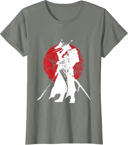 Vista 3 de Vintage Japanese Samurai Retro Bushido Warrior Japan Sword T-Shirt Asphalt Grey