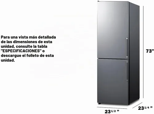 Vista 5 de Summit FFBF235PL - Refrigerador-congelador de 24 pulgadas, acero inoxidable