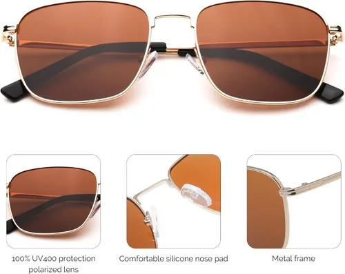 Vista 6 de Mens Sunglasses Polarized UV Protection Square Rectangele Man Gafas De Sol Hombre Lentes De Sol Boy Sun Glasses