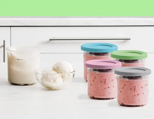 Vista 2 de Litex Pintas Creami - Paquete de 4 pintas y tapas de creami, olla para batidos compatible con la máquina de hacer helados serie NC299AMZ y NC300s