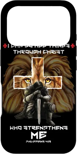 Vista 26 de Fundas para iPhone 11 Christian Phone Cases Men Bible Verse Philippians 4:13 Lion Case