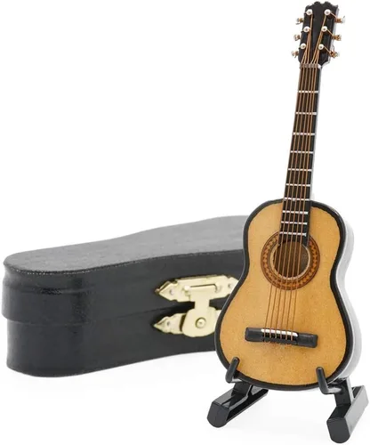 Vista 8 de Odoria 1/12 Guitarra Miniatura Casa de Muñecas Instrumentos Musicales Accesorios, Azul