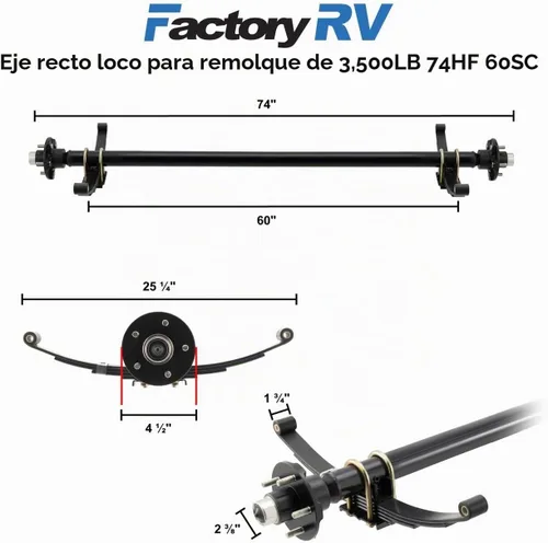 Vista 6 de LCI Lippert Eje recto para remolque de 3,500 libras, 74HF 60SC