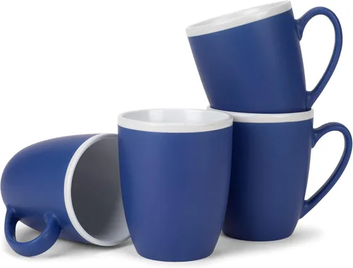 Vista 8 de Elanze Designs Juego de 4 tazas de cerámica mate de 16 onzas con interior blanco y negro