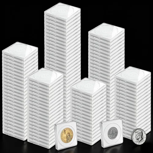 Vista 10 de 20 piezas de estuches ajustables de acrílico para colección de monedas con esponjas, soporte de monedas con cierre, estuches de protección para Negro