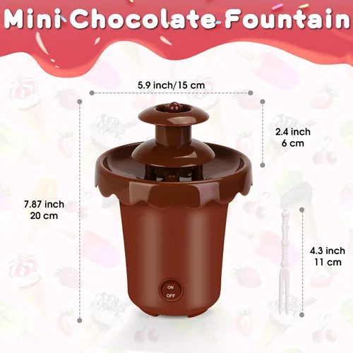 Vista 5 de Máquina de fuente de chocolate, mini fuente de chocolate portátil alimentada por batería, máquina de fondue inalámbrica de 2 niveles con 10