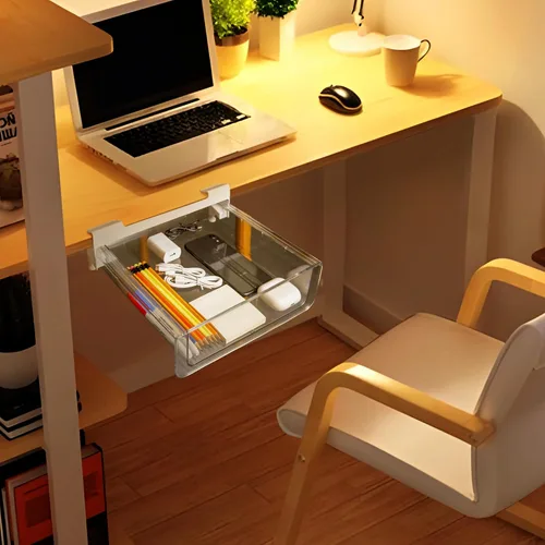 Vista 6 de Cajón extraíble debajo del estante para armarios de cocina, organizador de utensilios de cocina fácil de instalar, convierte tu estante de despensa