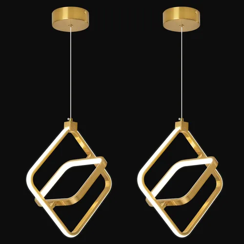 Vista 29 de Lámpara LED moderna con anillo dorado, lámpara colgante de 4000 K, regulable en altura ajustable, iluminación colgante para comedor, cocina, isla
