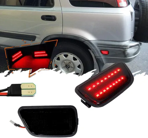 Vista 9 de 2x luces LED de señalización lateral de lente roja para parachoques trasero para Honda CR-V 1997-2001