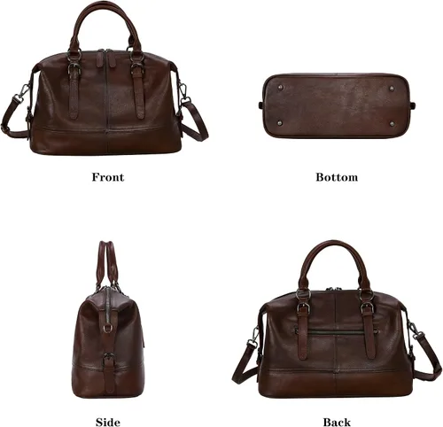 Vista 5 de HESHE Bolsos de cuero de diseñador para mujer, bolsa de mano para trabajo, asa superior, bolso de hombro, bolsa cruzada de gran capacidad