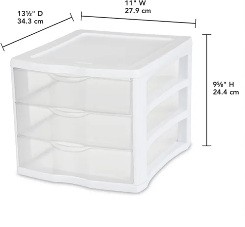 Vista 3 de Sterilite Organizador de 3 cajones, almacenamiento transparente