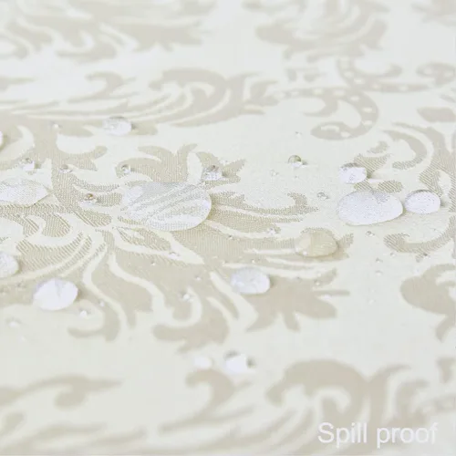 Vista 7 de SASTYBALE - Mantel rectangular de 52 x 52 pulgadas de damasco beige crema, diseño jacquard, resistente a las salpicaduras, a las arrugas