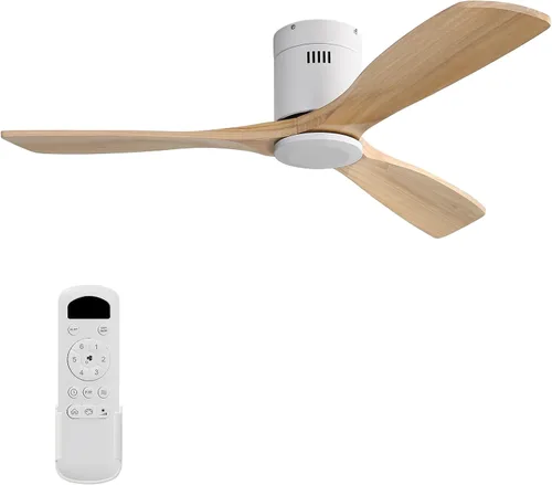 Vista 13 de Sofucor - Ventilador de techo de 52 pulgadas sin luces, moderno, de madera maciza, con control remoto, 5000 CFM de alto flujo de aire, motor CC