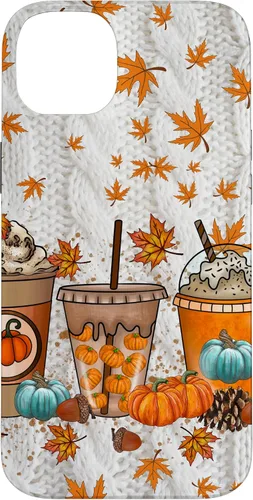 Vista 15 de iPhone 16 Thanksgiving Autumn Leaves Pumpkin Spice Knitted Print Phone Case