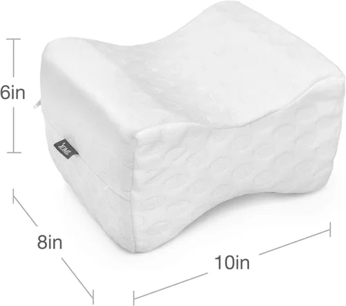 Vista 3 de Almohada de rodilla DMI, cuña para ciática, embarazo, dolor de espalda, pierna o cadera hecha de espuma de memoria con funda lavable, 8 x 10 x 6”/20
