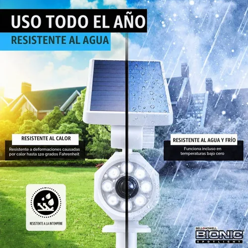 Vista 8 de Bionic Spotlight de Bell+Howell - Luces solares para exteriores con sensor de movimiento, súper brillantes, 8 bombillas LED, focos impermeables