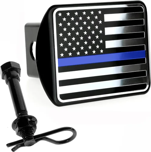 Vista 14 de Cubierta con bandera de EE. UU de metal negro que se adapta al receptor/enganche de 2 pulgadas de remolque