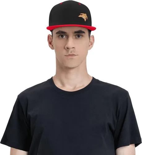 Vista 5 de Japanese Sumo Adult Flat Brim Contrast Hip Hop Hat Flat Brim Baseball Adjustable Snapback Trucker Cap