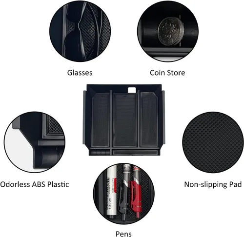 Vista 6 de Compatible con accesorios Toyota Tundra Organizador de bandeja de consola central para Tundra 2022 2023 2024 2025 Inserto ABS Caja de almacenamiento