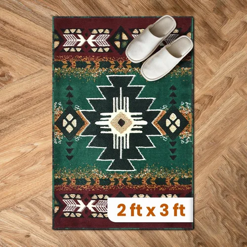 Vista 55 de YHSF South West - alfombra estilo nativo americano del suroeste C318 - fácil de limpiar, gruesa, suave, duradera, alfombra inspirada en tribus