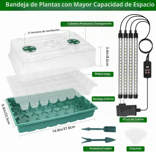 Vista 3 de [Usado] Sondiko Bandeja de inicio de semillas con luz de crecimiento, controlador digital de pantalla inteligente, kit de inicio de semillas de 80