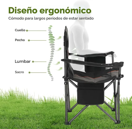 Vista 3 de ALPHA CAMP Silla de Camping Plegable de Gran Tamaño, Soporte Resistente de 450 LBS, Marco de Acero Plegable, Silla con Brazos Acolchados