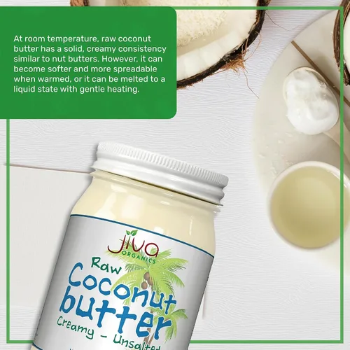 Vista 4 de Manteca de coco orgánica sin procesar, frasco de 16 onzas, de Jiva Organics