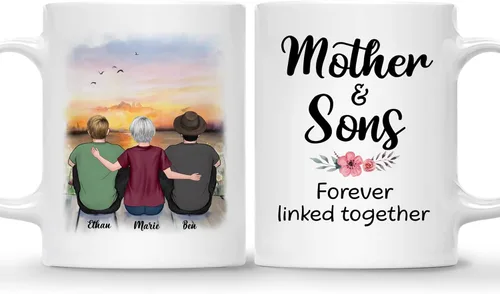 Vista 19 de Gossby Tazas personalizadas para mamá, regalos personalizados para mamá de hijas, hijos con avatares, nombres, cumpleaños, día de la madre, regalos