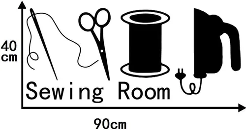 Vista 2 de Calcomanías de pared con hilo de aguja para sala de coser, calcomanías de pared para tienda de ropa, tienda de ropa, ventana, calcomanía de vinilo