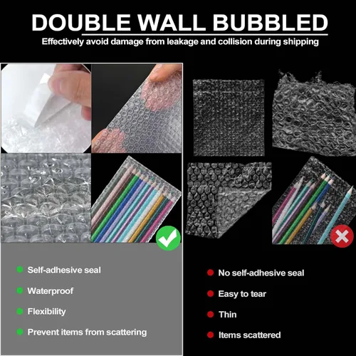 Vista 4 de 300 bolsas transparentes autoadhesivas con cojín de burbujas, bolsas a granel, bolsa de burbujas de doble pared, bolsa de plástico a prueba