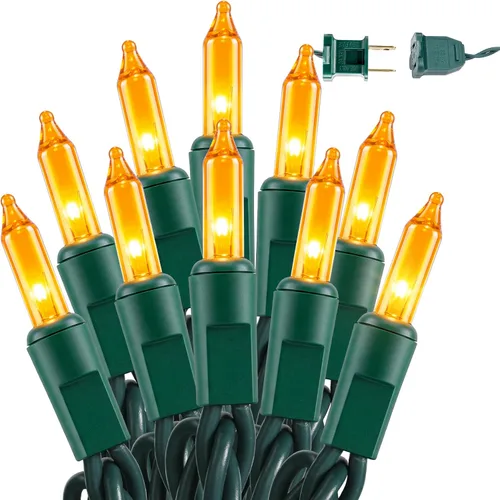 Vista 12 de BrizLabs Luces de Navidad transparentes, 50 unidades, luces incandescentes blancas cálidas, mini cadena de luz conectable, luces de árbol de Navidad