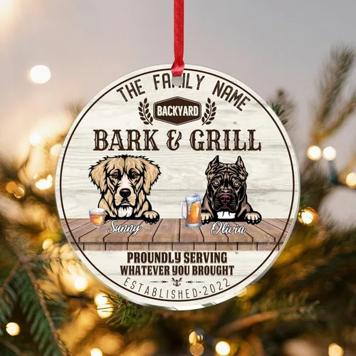 Vista 23 de SILYHEART Christmas Acrylic Ornaments Golden Retriever & Shiba Inu Christmas Sublimation Ornaments Family Dog Name Funny Dogs Live Here Car Hanging