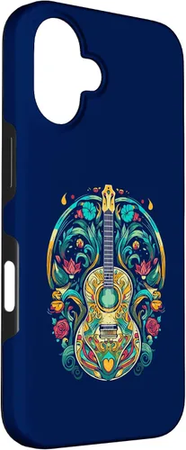 Vista 3 de Funda para iPhone 16 para guitarra abstracta, decoración artística, amante de la música
