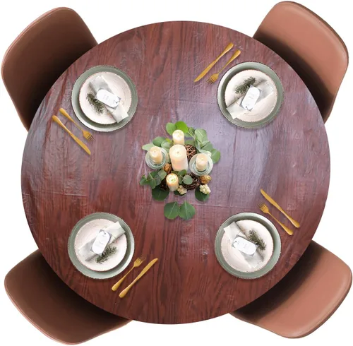 Vista 39 de LAMINET Mantel elástico ajustable para mesa, medallón grande, redondo, se adapta a mesas de hasta 45 a 56 pulgadas de diámetro Medallion