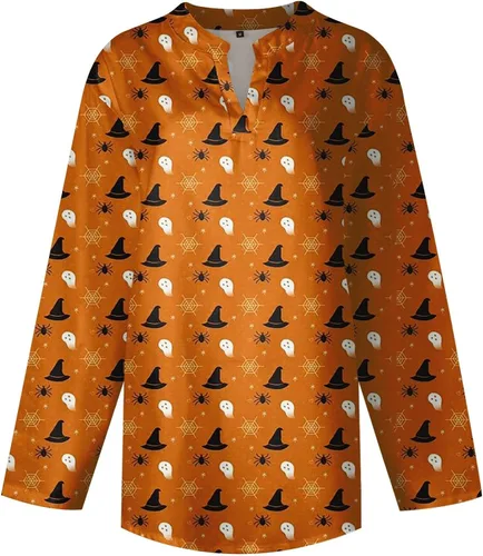 Vista 3 de TREBIN Camisetas de manga larga con cuello en V para mujer, blusas elegantes y casuales para mujer
