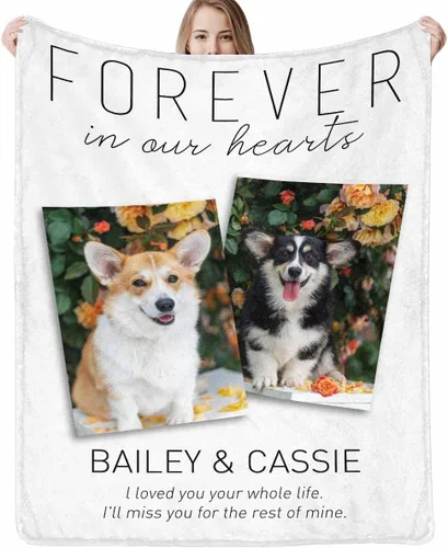 Vista 13 de Artsadd Manta conmemorativa personalizada con fotos para la pérdida de perros y gatos, manta conmemorativa personalizada, regalos de memoria amorosa