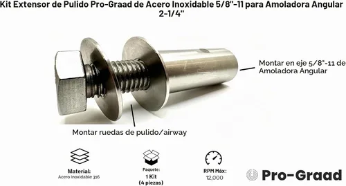 Vista 5 de Kit extensor Buff 2-1/4", 5/8"-11, inoxidable