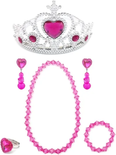 Vista 4 de Elesa Miracle Conjunto de juego de juguete para niña, tiaras, collar, pulsera, clip, aretes