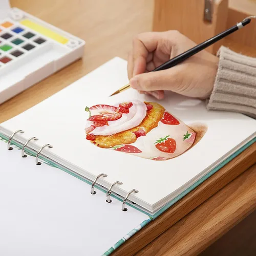 Vista 5 de Cuaderno de bocetos de acuarela – Cuaderno de bocetos de papel de acuarela prensa en frío 7.7 x 7.7 pulgadas, 20 hojas, papel pesado de 140