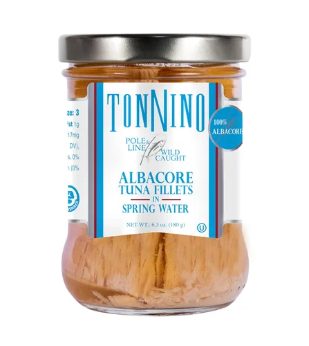 Vista 10 de Tonnino Atún Albacora - Trozos premium en agua con garbanzos, maíz y zanahorias - Paquete de 12 - Alternativa al salmón - Snacks proteicos - Comidas