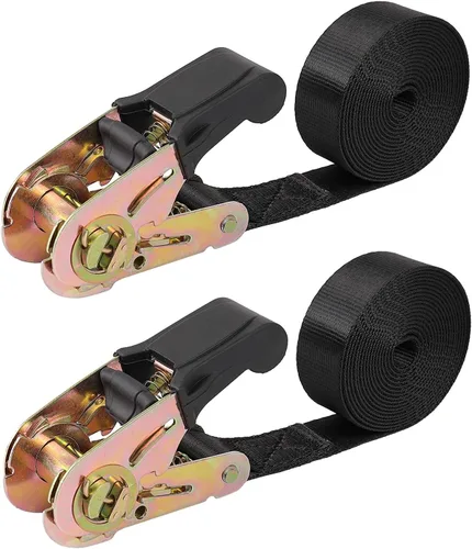 Vista 19 de Correas de amarre de trinquete sin fin, amarre de carga resistente, correa negra de nailon resistente de 4 pies, correas de seguridad de trinquete