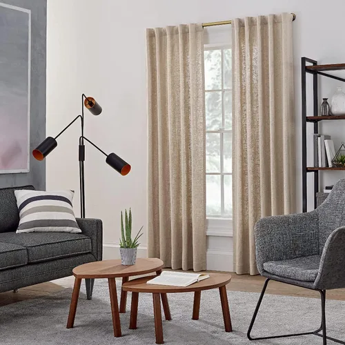 Vista 4 de MODE Colección Industrial de Barras de Cortina Oscurecedoras de 1 1/8" de Diámetro con Barra de Cortina Ajustable Montada en Pared de Acero, Bloquea
